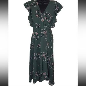 June & Hudson Floral Wrap Midi Dress Medium